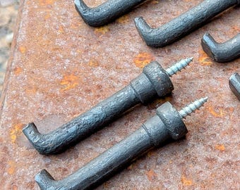 Hand Forged Blacksmith Made Wall Mounted Screw-In Projecting Arm Hook
