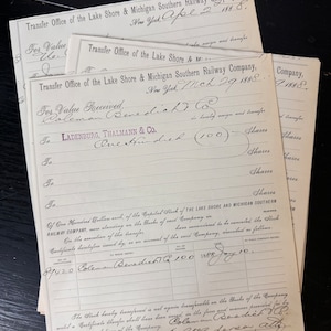 1800’s Railroad Documents - Lot of 16 - Antique Railroad Ephemera - Junk Journaling Ephemera - Antique Railroad Shares