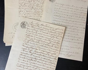 Antique French Documents - Vintage French Handwritten Paper - French Junk Journal Ephemera - Antique French Paper