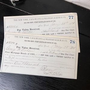 20 Antique Railroad Tranfer Bonds - 1800’s Railroad Paper pack - Junk Journal Supplies - Ephemera - Railroad Ephemera