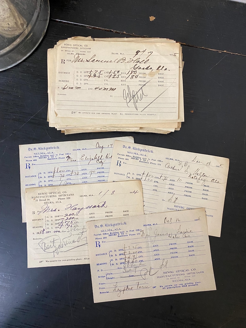 Vintage 1930’s Optical Prescriptions Set of 40 - Handwritten Medical ...