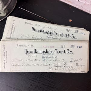 Antique 1800’s Checks - Set of 8 - Vintage Ephemera Junk Journal Supplies - Vintage Checks