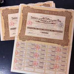Vintage French Bond Coupons / Vintage French Certificates / Junk Journaling Ephemera / French Ephemera