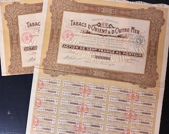 Vintage French Bond Coupons / Vintage French Certificates / Junk Journaling Ephemera / French Ephemera