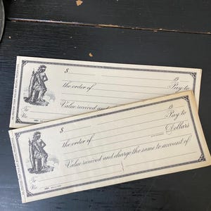 Vintage Antique Checks - Set of 14 - Vintage Ephemera Junk Journal supplies - Antique Bank Ephemera - Vintage Blank Checks