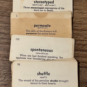 Vintage Engelse woordenschatkaarten - Set van 10