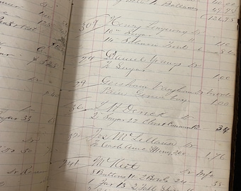 8 páginas de libro mayor antiguo - Paquete de papel de libro mayor de 1800 - Suministros de diario basura - Ephemera