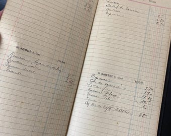 6 antieke vintage Franse grootboekpagina's - vintage Frans papier - kortstondige French Junk Journal