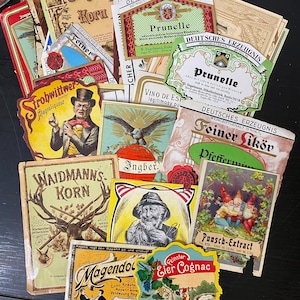 Vintage German Labels / Junk Journaling Ephemera / German Vintage Ephemera Labels - Set of 14