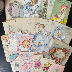 Biglietti d'auguri vintage, lotto da 25 / Materiale effimero vintage / Forniture per diari spazzatura / Biglietti d'auguri vintage