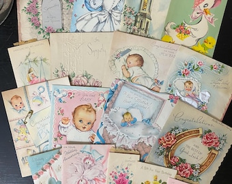 Lote de 25 cartões de felicitação vintage / Artigos antigos / Materiais para diário de arte / Cartões de felicitação vintage