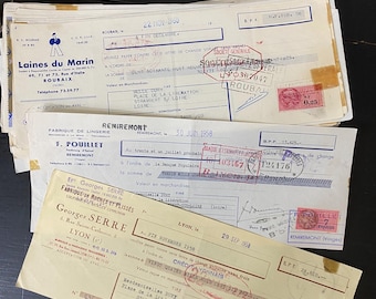 Vintage French Reciepts / Junk Journaling Ephemera / French Ephemera