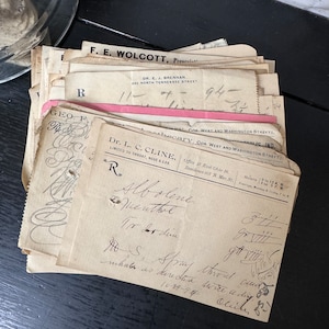 Ricette antiche / Ricette mediche manoscritte d'epoca / cartacee / effimere / Ricette mediche / Mediche / Set di 10