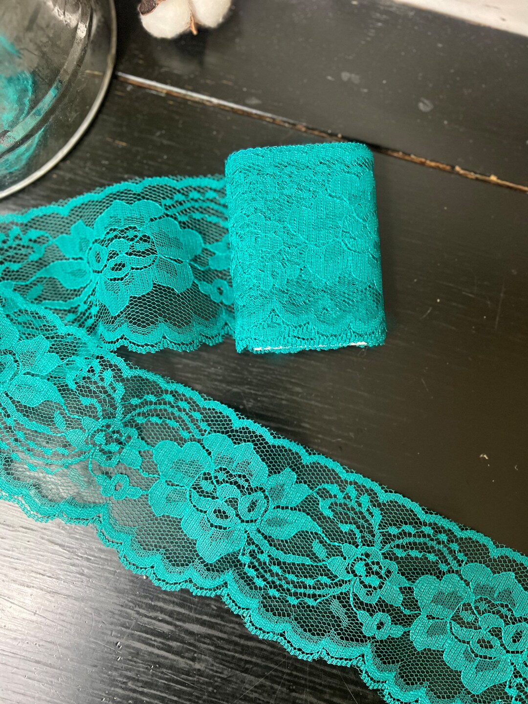 Green Vintage Lace Trim 3 Wide Lace Decorative Lace Trim Etsy