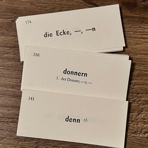 Tarjetas de vocabulario alemán antiguas (juego de 10)