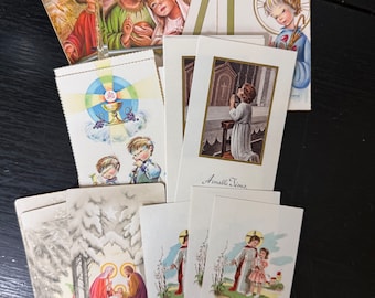 Efímera religiosa francesa antigua / Tarjetas religiosas francesas vintage / Efímera de diario basura / Suministros de diario basura / Efímera francesa