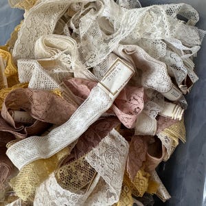 Antique French Lace - French Sample Lace - Craft Supplies - Junk Journal Supplies -  15 Piece French Lot