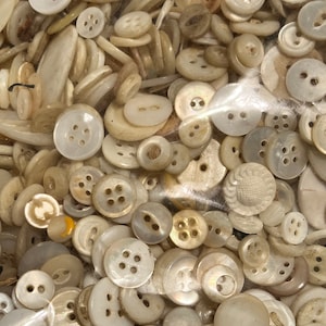 50 Vintage MOP Mother of Pearl Buttons - Lot of 50 antique sewing buttons - True Vintage Genuine MOP buttons