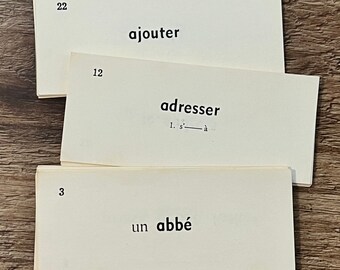 Vintage French Vocabulary Cards - Set of 10