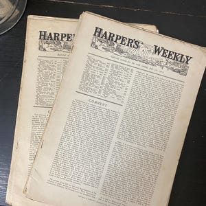 Antique Harper’s Weekly Journal Magazine - Junk Journal Supplies - Vintage Ephemera - Antique Ephemera