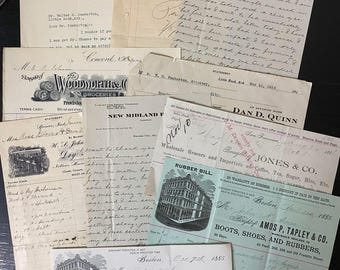 Lote de 10 billetes antiguos: efímeras antiguas, efímeras vintage, efímeras de diario basura, efímeras de papel, recibos de supermercado