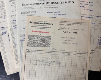 Vintage French Billheads / Junk Journaling Ephemera / French Ephemera