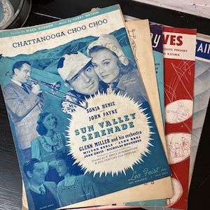 Partituras antiguas / Conjunto de 20 partituras antiguas / Efímeras musicales para diarios basura / Suministros para diarios basura