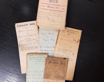 Antique Handwritten Deeds. Set of 3. Vintage Ephemera Junk journal Supplies. Antique Penmanship