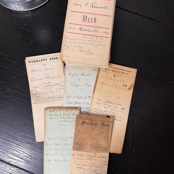 Antique Handwritten Deeds. Set of 3. Vintage Ephemera Junk journal Supplies. Antique Penmanship