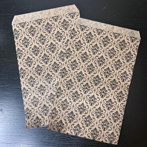 Sacchetti di carta damascati - Sacchetti Kraft 9x6 - Sacchetti regalo - Sacchetti di carta marrone - Forniture per giornali spazzatura