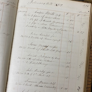 5 Antique Ledger Pages - 1800’s Ledger Paper pack - Junk Journal Supplies - Ephemera