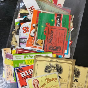 Vintage Labels - Set of 22 - Drink Labels - Vintage Labels- NOS Lables - Vintage Ephemera - Junk Journal Supplies