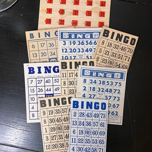 Assortiment de cartes de bingo vintage | vintage Éphémères | Fournitures de journaux indésirables | Lot de 10