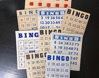 Paquete surtido de tarjetas de bingo vintage / Efímeras vintage / Suministros para diarios basura / Juego de 10