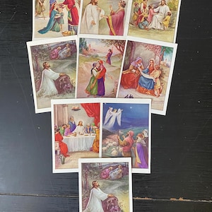 Antike Vintage religiöse Karten / Junk-Journal Zubehör / Vintage Ephemera / Set von 16 / Sonntagsschul-Lektionskarten
