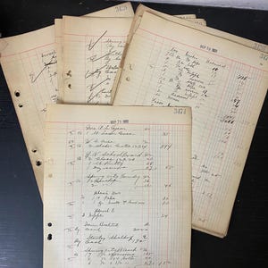 18 Vintage Ledger Pages - Antique Ledger Paper Pack - Junk Journal Supplies - Ephemera