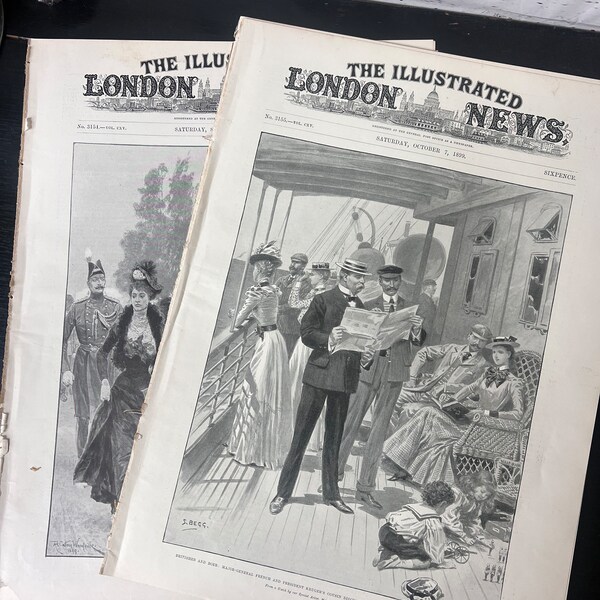 Antique The Illustrated London News Magazine - Junk Journal Supplies - Vintage Ephemera - Antique Fashion Magazine