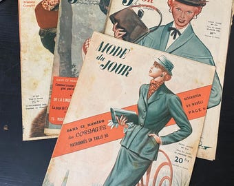 Antique Vintage French Fashion Magazine - French Magazine - Antique Papers - Junk Journal Supplies - Mode Du Jour Magazine