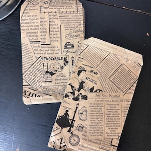 Sacs en papier damassé - Sacs kraft 7 x 4 - Sacs cadeaux - Sacs en papier bruns - Fournitures pour carnets