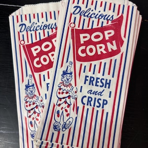 Vintage Popcorn paper bags - Kraft Bags - Gift Bags - Halloween Paper Bags - Junk Journal Supplies