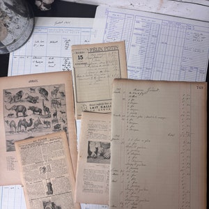 Páginas de libros antiguos franceses / Papel francés antiguo / Efímeras de revistas basura francesas / Suministros para revistas basura / Efímeras francesas