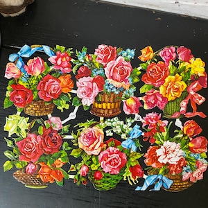 Vintage Die Cuts German Scraps / Junk Journal Supplies / Vintage ephemera / Vintage Floral Die Cuts