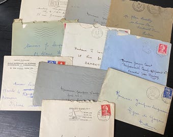 8 Vintage French Letters -  Junk Journaling French Ephemera - French Ephemera