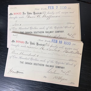 1800’s Railroad Documents / Lot of 10 / Vintage Railroad Ephemera / Junk Journaling Ephemera / Canada Southern Railway Company