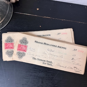 Vintage Antique 1800’s Revenue Checks - Set of 14 - Vintage ephemera Junk journal supplies - Antique Bank Ephemera