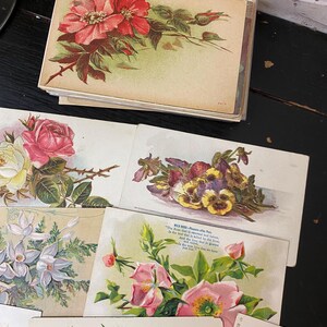 Juego de 12 postales navideñas florales vintage antiguas - Postales antiguas - Materiales para diarios creativos - Efímeros - Postales vintage imagen 5