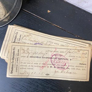 Vintage Antique Checks - Set of 12 - Vintage ephemera Junk Journaling Supplies - Little Rock Ark Checks Ephemera