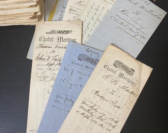 Escrituras antiguas de hipoteca mobiliaria manuscritas - Juego de 3 - Suministros para diarios basura - Caligrafía antigua
