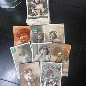 Antique French Children Postcards - Vintage French Postcards - Junk Journal Ephemera - Junk Journal Supplies