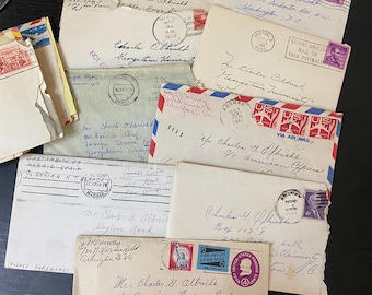 Cartas antiguas al azar - Material efímero antiguo - Suministros para diarios creativos - Juego de 14 - Cartas antiguas sin clasificar procedentes de una herencia